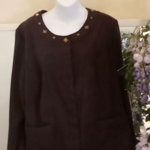 Sag Harbor Brown Faux Suede Studded  Jacket